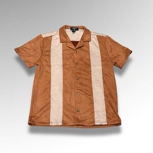 Tan Suede Bowling Button Up Shirt